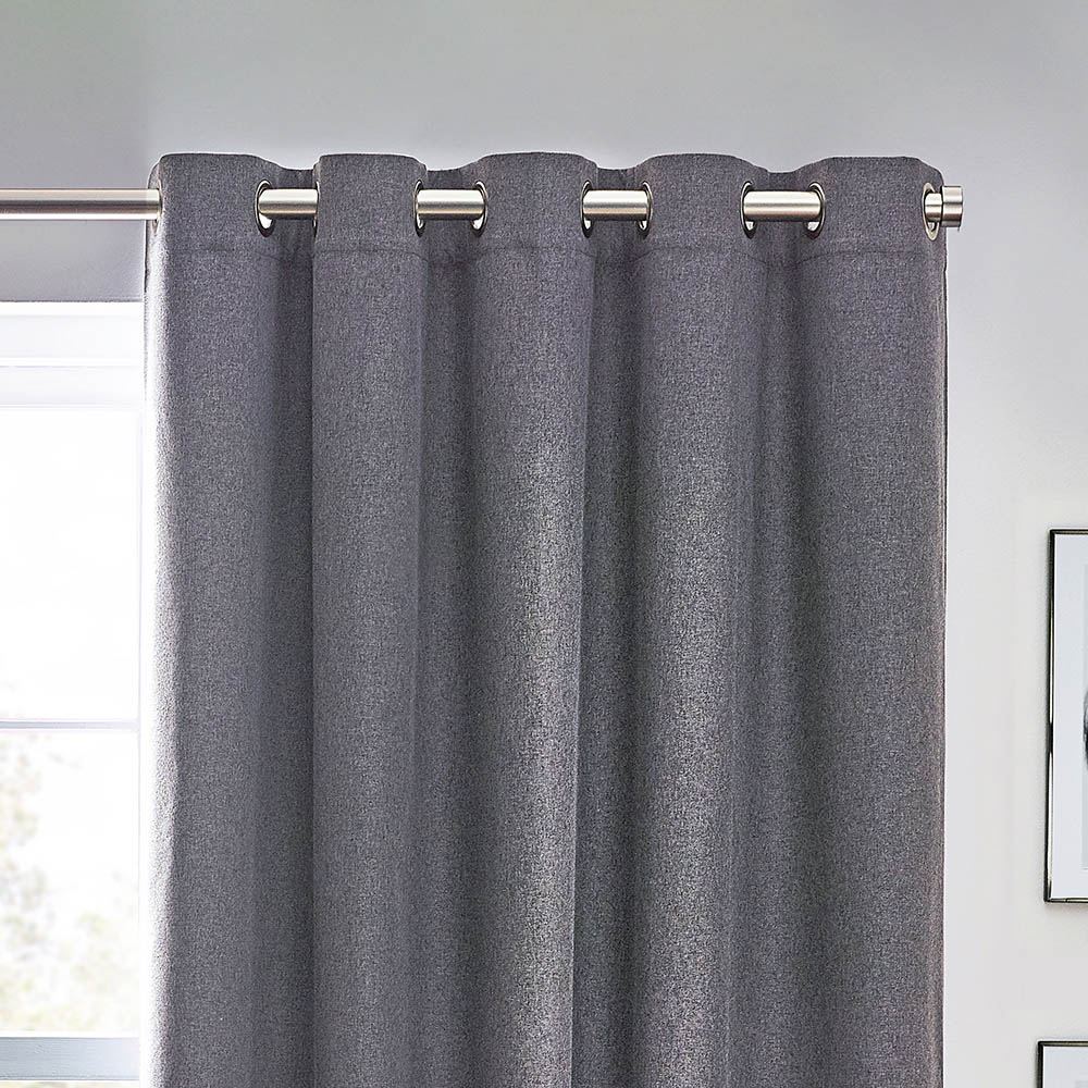 furn. Dawn Charcoal Thermal Blackout Eyelet Curtain 137 x 117cm Image 3