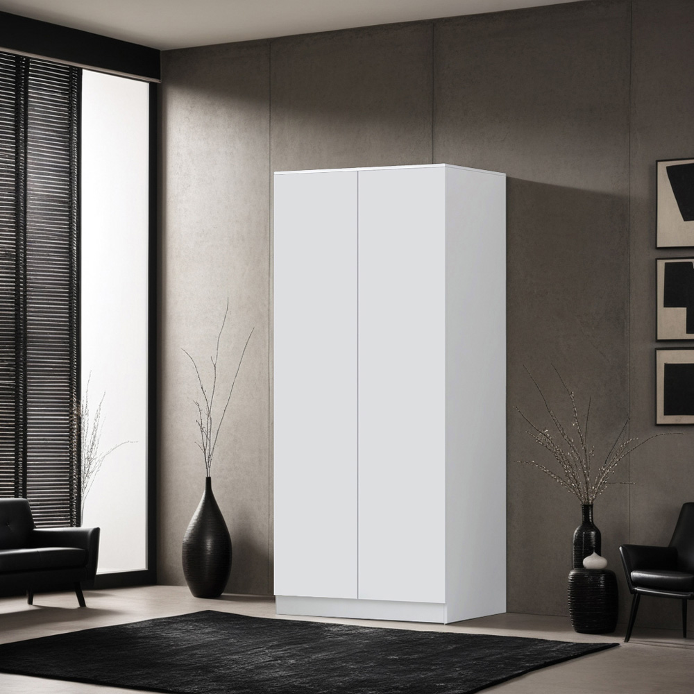 FWStyle Stora 2 Door Matt White Wardrobe Image 3