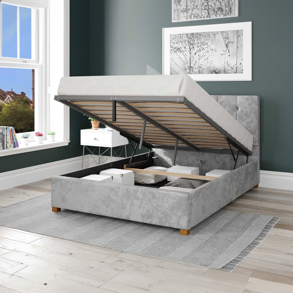 Aspire Hepburn King Size Silver Mirazzi Velvet Ottoman Bed Image 2