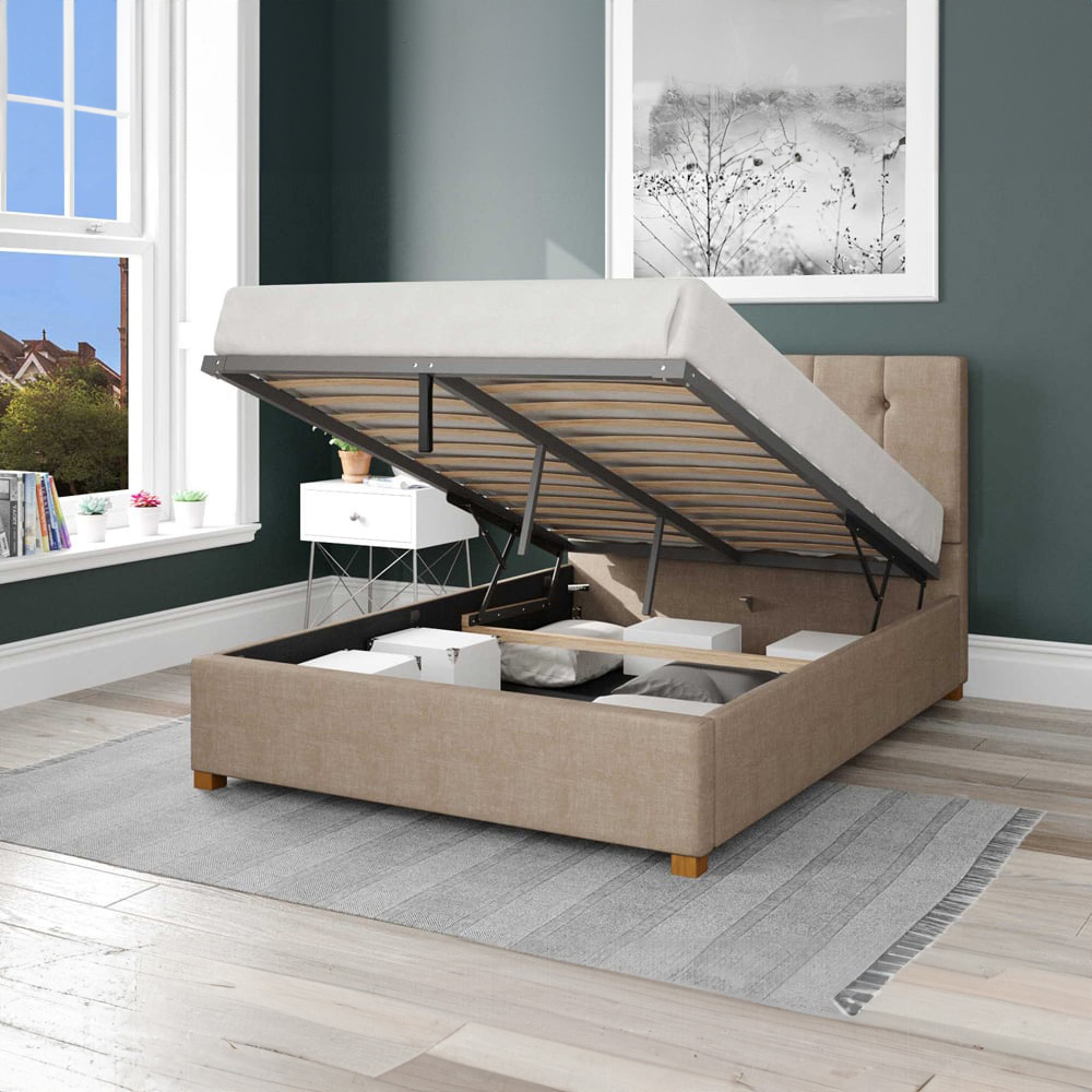 Aspire Hepburn Small Double Mink Malham Weave Ottoman Bed Image 2