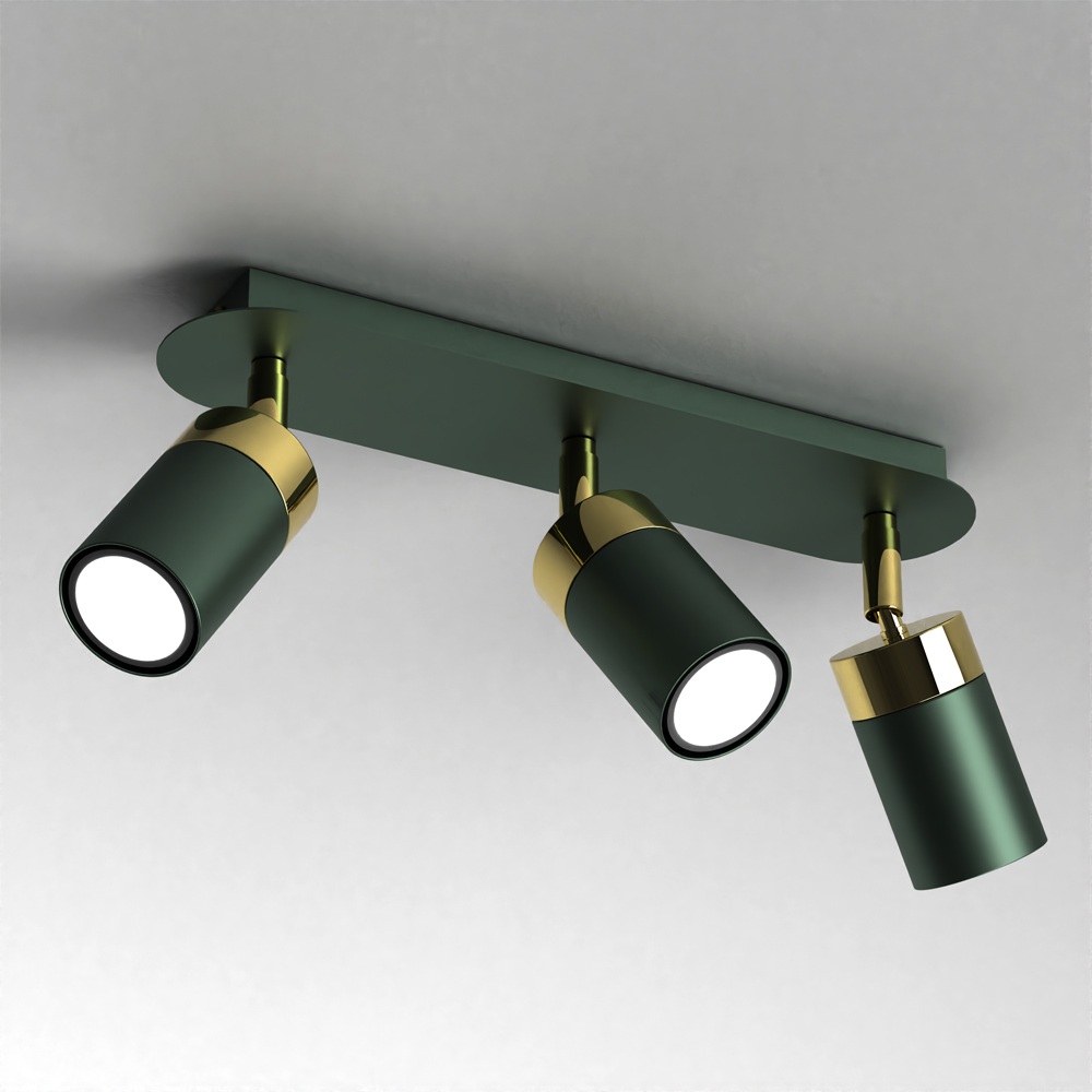 Milagro Joker Green and Gold 3 LED Ceiling Light Image 2