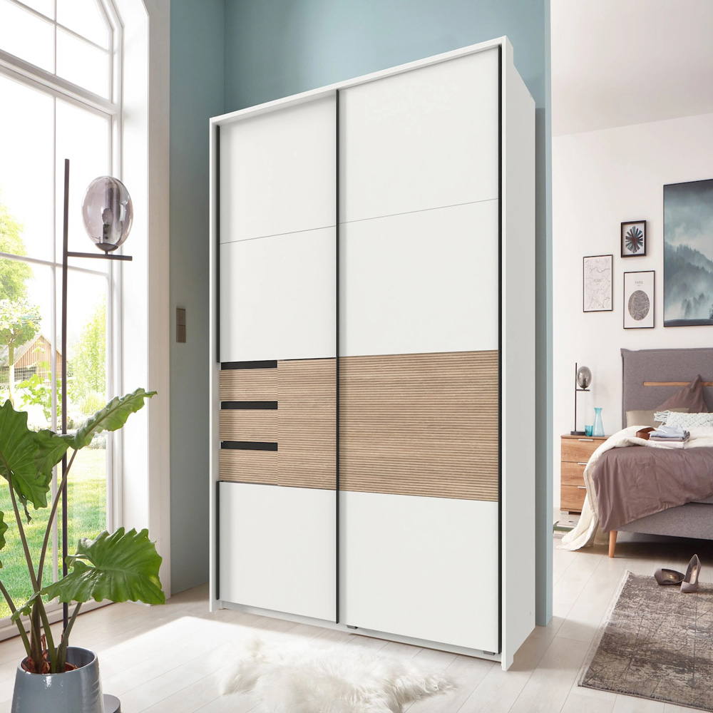TJ'S Bermen 2 Door 3 Drawer White Sliding Wardrobe 180cm Image 7