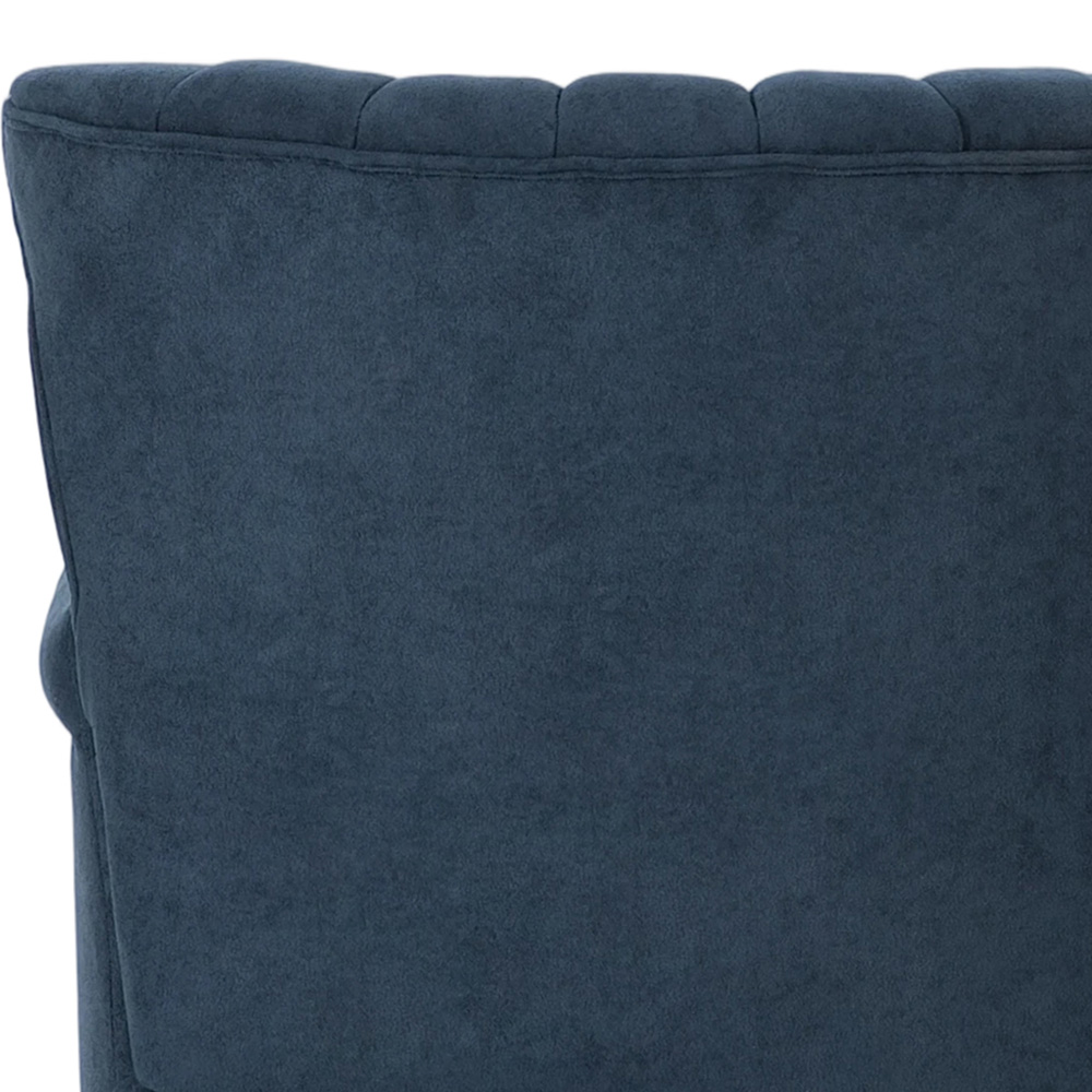 Living and Home Blue Chenille Upholstered Channel Back Armchair Image 6
