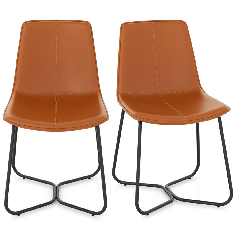 Costway Set of 2 Brown Vintage Sichting Dining Chair Image 2