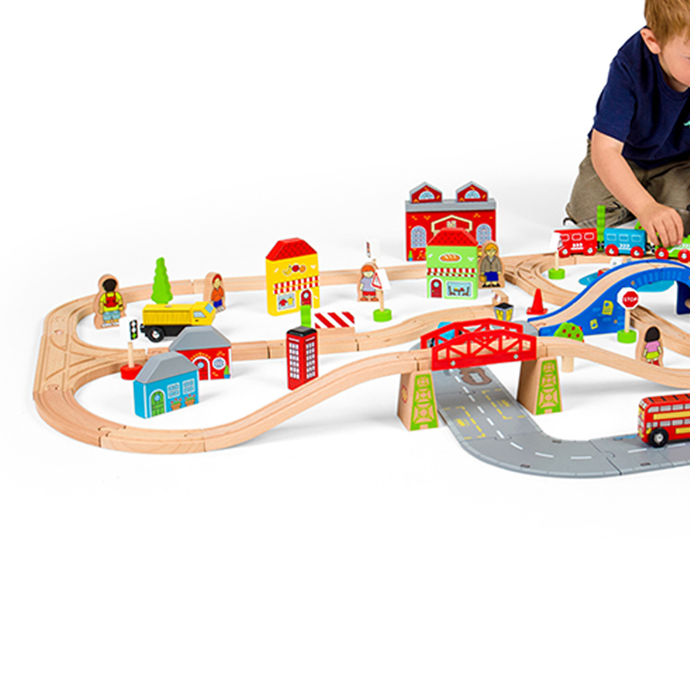 BigJigs Toys Rail City Road and Railway Set Image 3