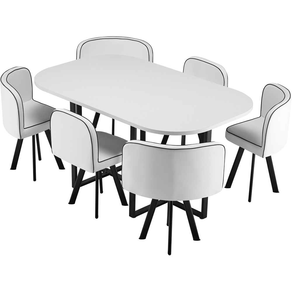 Comfy Living 6 Seater Dining Set White Image 2