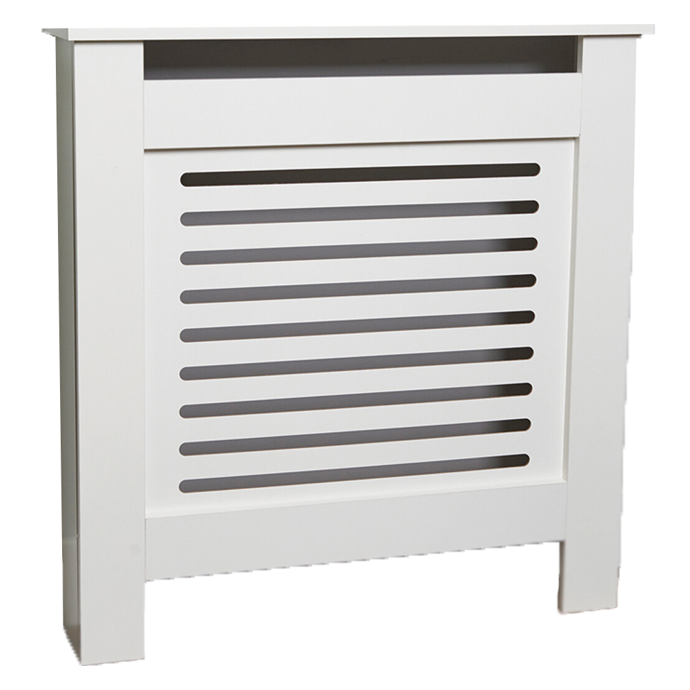 White Horizontal Striped Radiator Cover 78cm Image 1