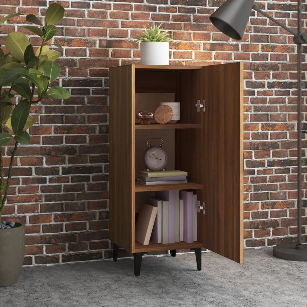 vidaXL Single Door Brown Oak Narrow Sideboard Image 3