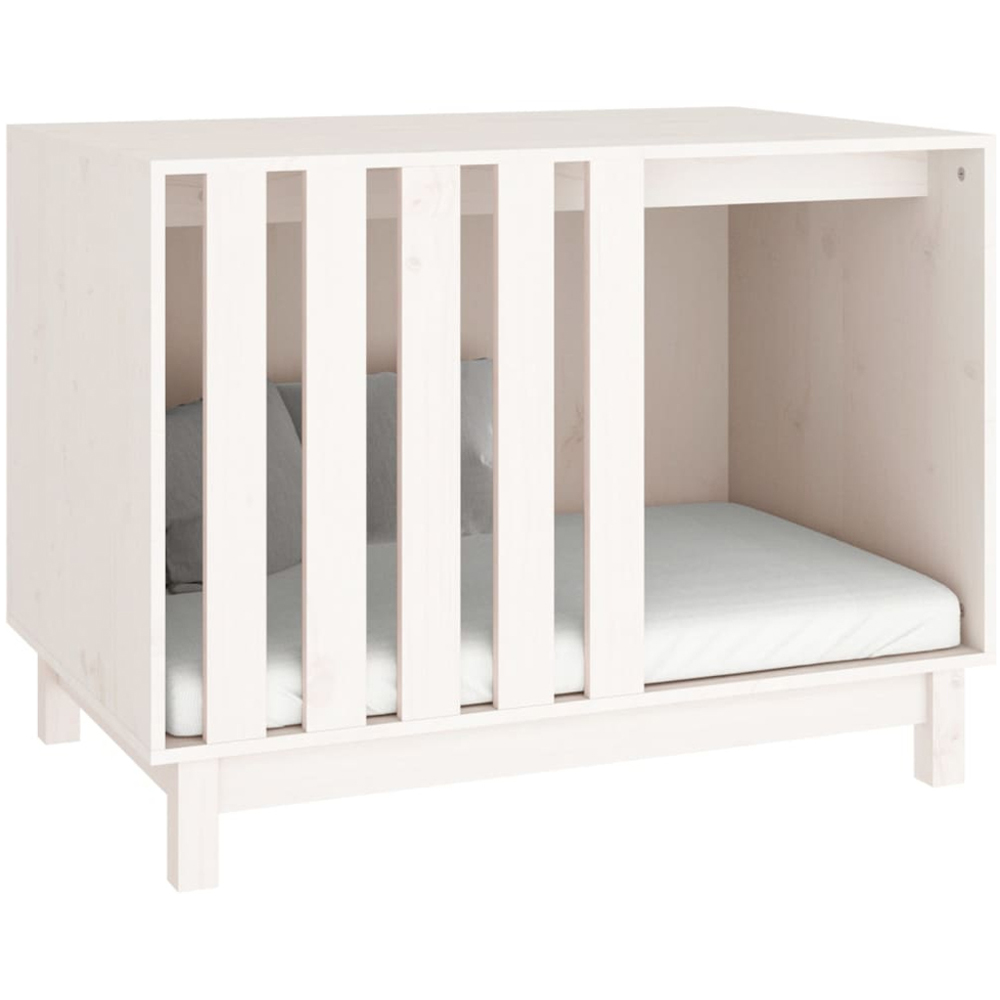 vidaXL White Solid Pine Wood Dog House 90 x 60 x 67cm Image 3