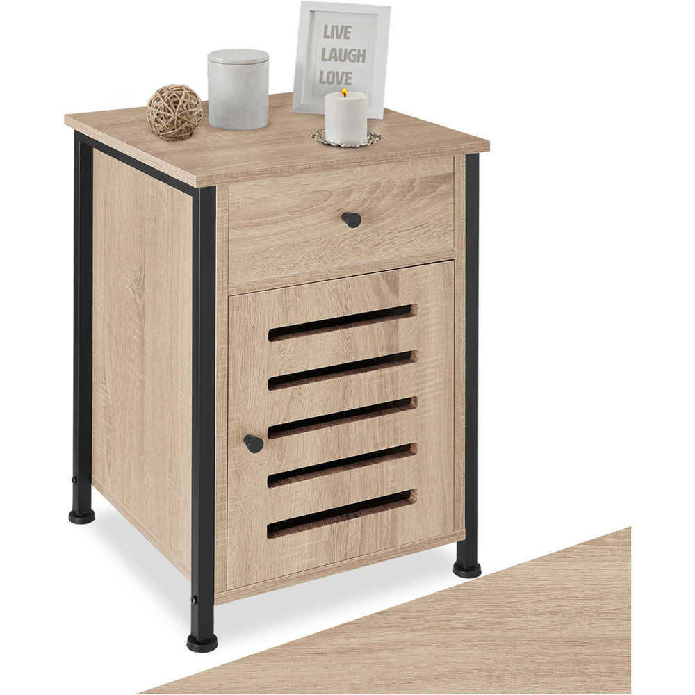 Tectake Waterford Single Door Single Shelf Sonoma Oak Bedside Table Image 2