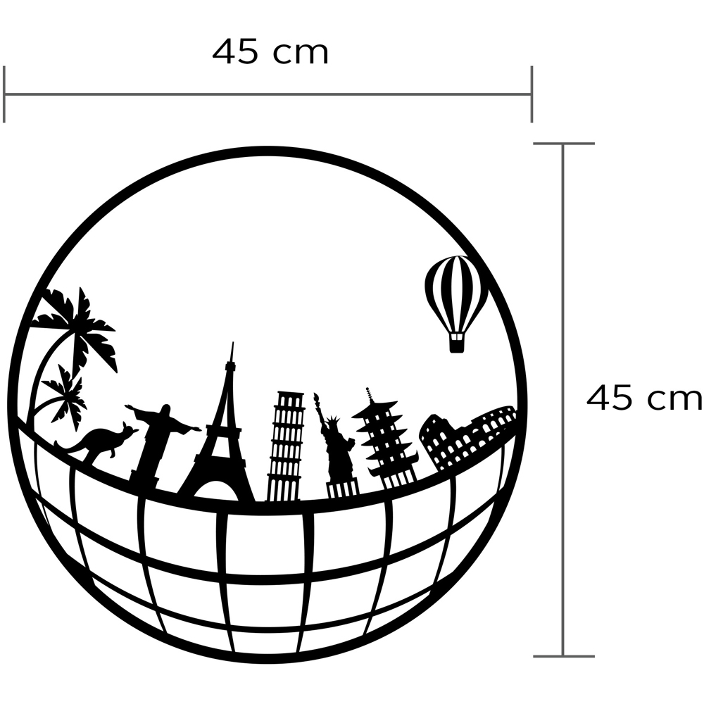 Decortie Black Metal Travel Theme Wall Art Image 4
