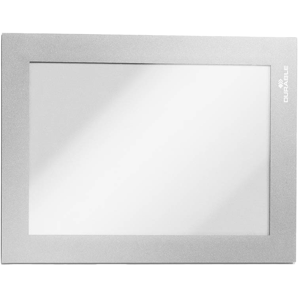 Durable DURAFRAME A6 Silver Self Adhesive Magnetic Signage Frame 2 Pack Image 1