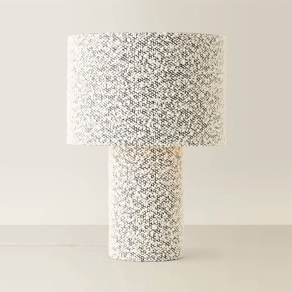 ValueLights Ash Grey Fleck Boucle LED Table Lamp with Bulb Image 4