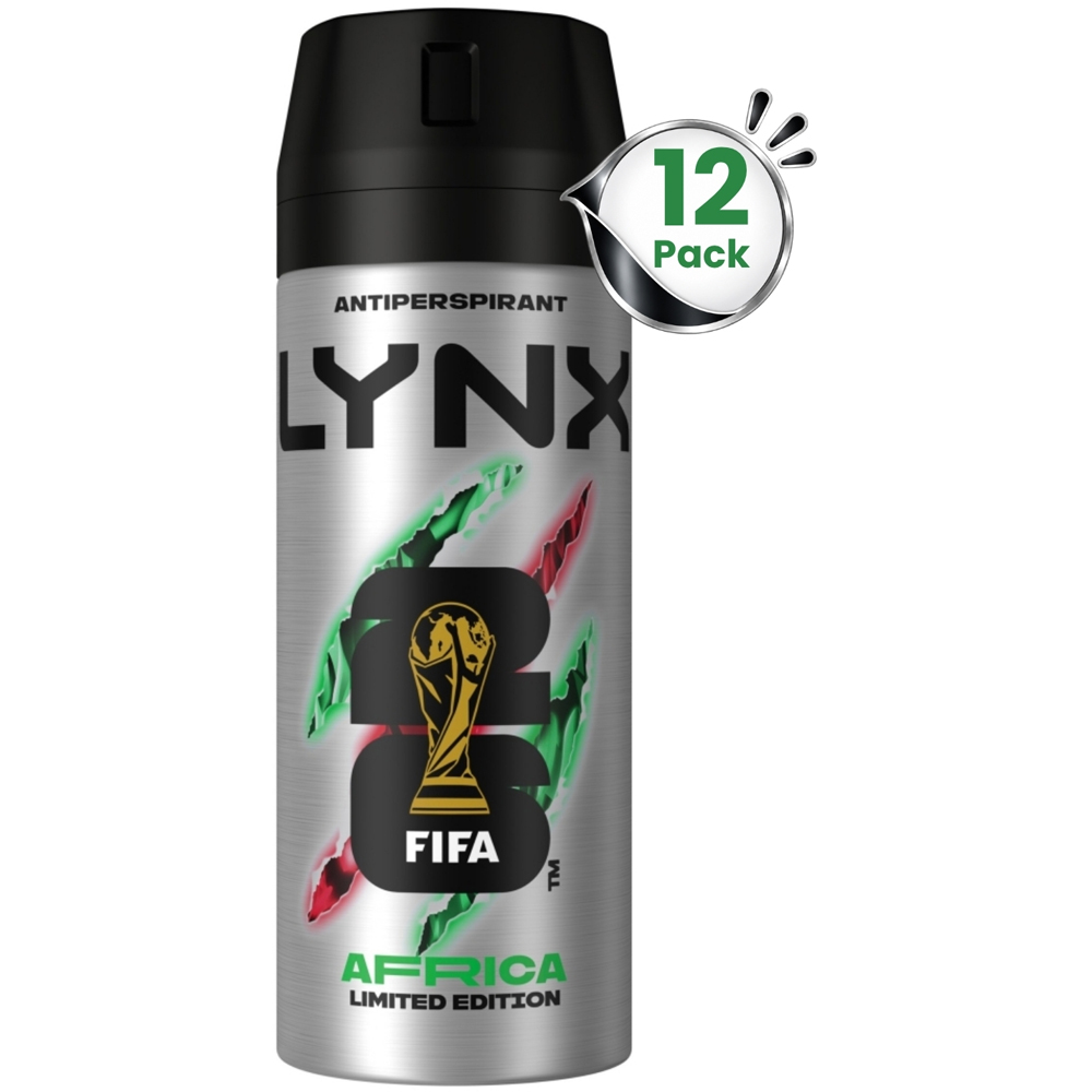 Lynx Africa 72H Sweat Protection Anti-Perspirant Aerosol Deodorant Spray 150ml 12 Pack Image 1