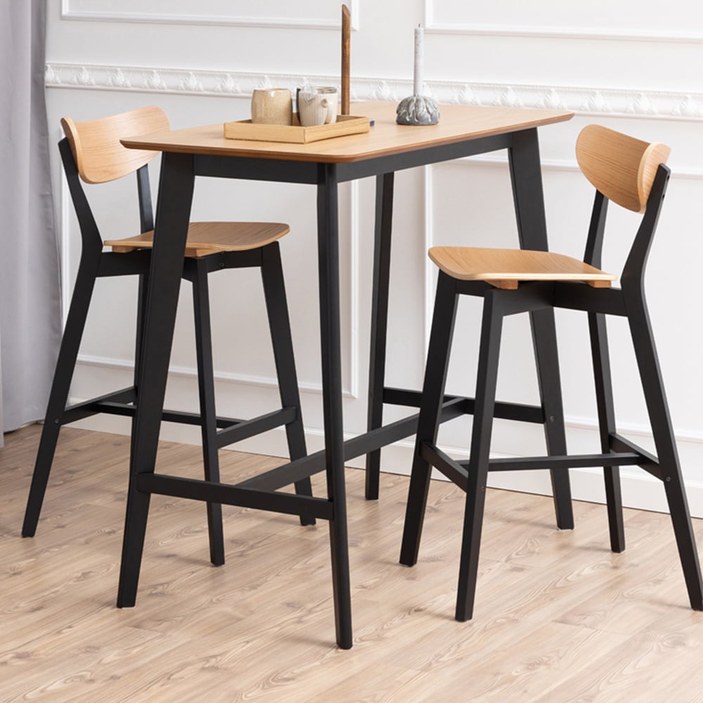 Florence Roxby 2 Seater Bar Dining Table Black and Oak Image 1