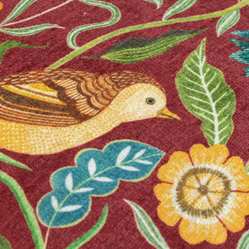 Evans Lichfield Hawthorn Burgundy Birds Chenille Piped Reversible Cushion 30 x 50cm Image 5