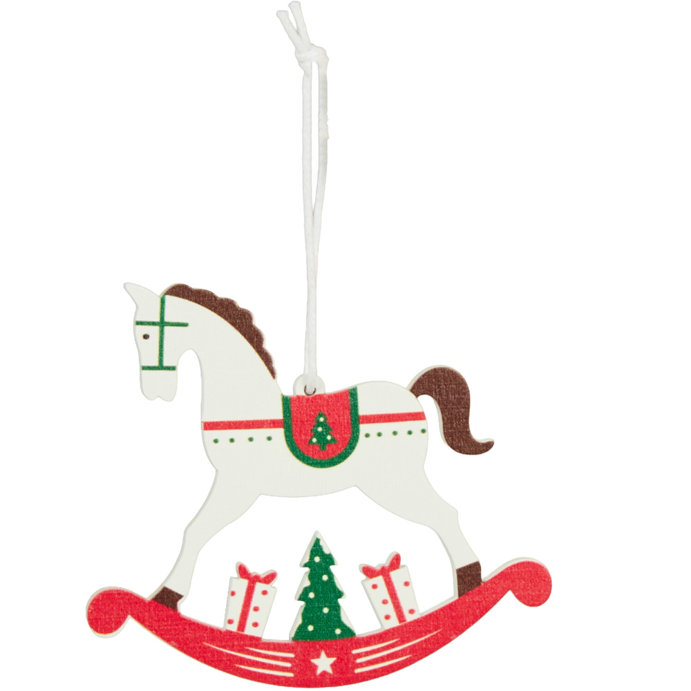 Set of 6 Rocking Horse Hanging Decorations Image 3