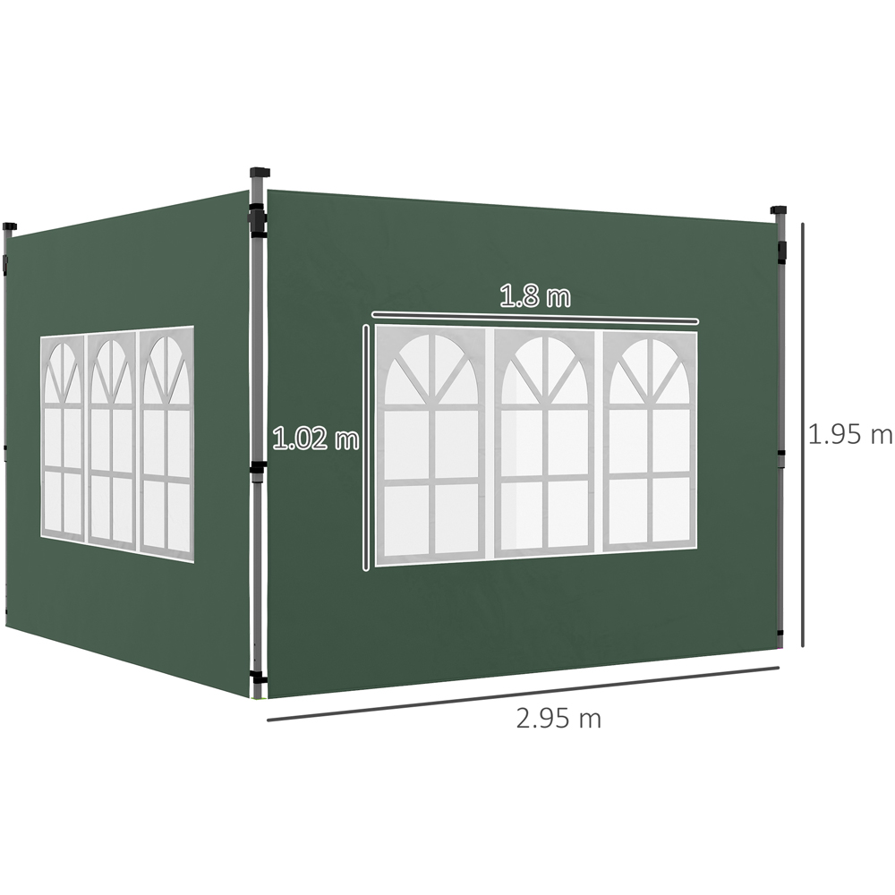 Outsunny Green Gazebo Side Panels with Window 2 Pack Image 7
