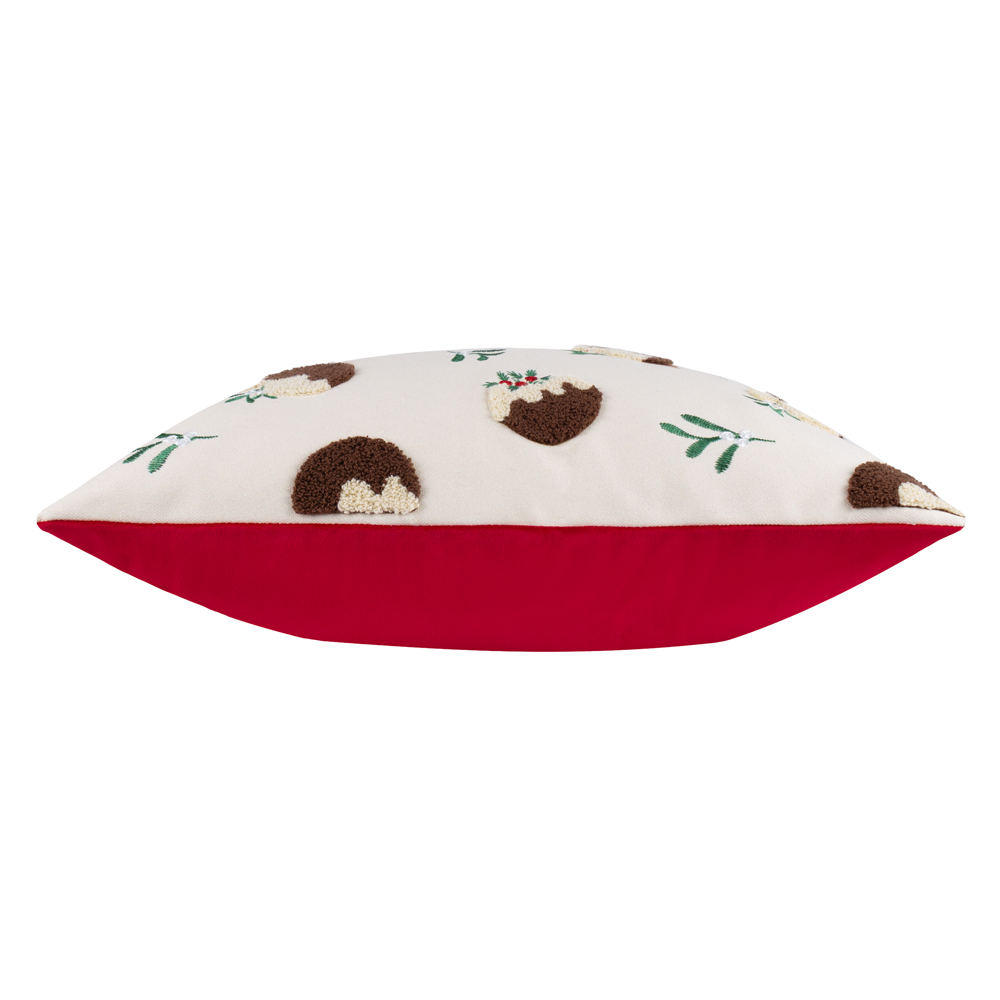 Furn Puddings Tufted White and Red Velvet Cushion 45 x 45cm Image 4