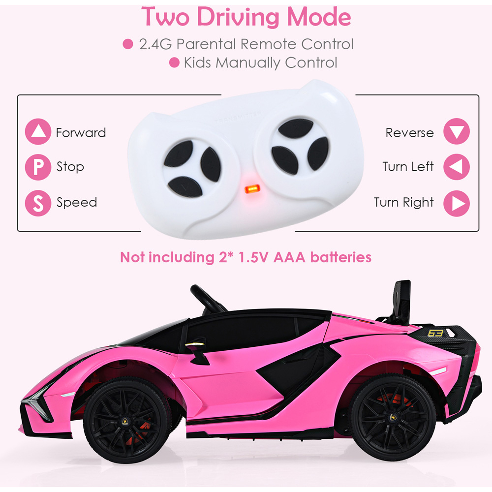 Costway Kids Pink Electric Ride On Car with Remote Control 12V Image 6