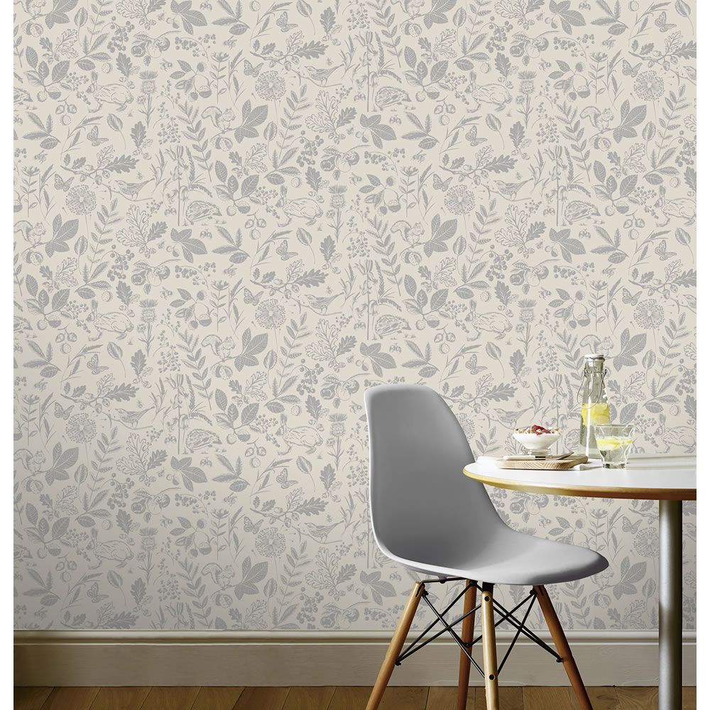 Arthouse Acorn Wood Silver Wallpaper Image 2
