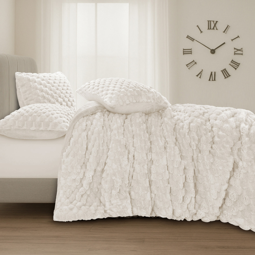 Velosso Double Cream Chunky Popcorn Duvet Set Image 2