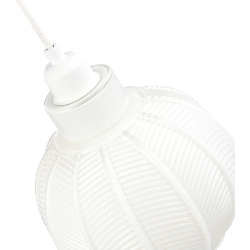 Happy Homewares Glossy Opal White Ribbed Leaf Glass Pendant Lighting Shade Image 5