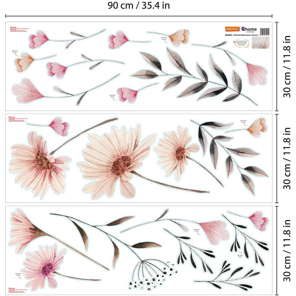 Walplus Flower Theme Delicate Watercolour Flowers Wall Stickers Image 5