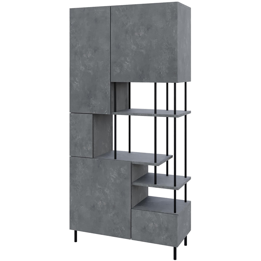 Decortie Key 5 Door 4 Shelf Retro Grey Bookcase Image 2