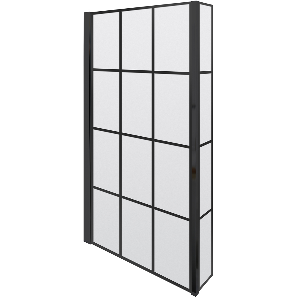 nuie Matt Black Square Framed Bath Screen with Fixed Return 808mm Image 1