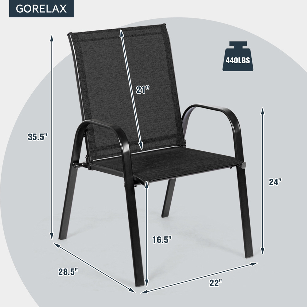 Costway Set of 2 Black Steel Garden Chairs Image 9