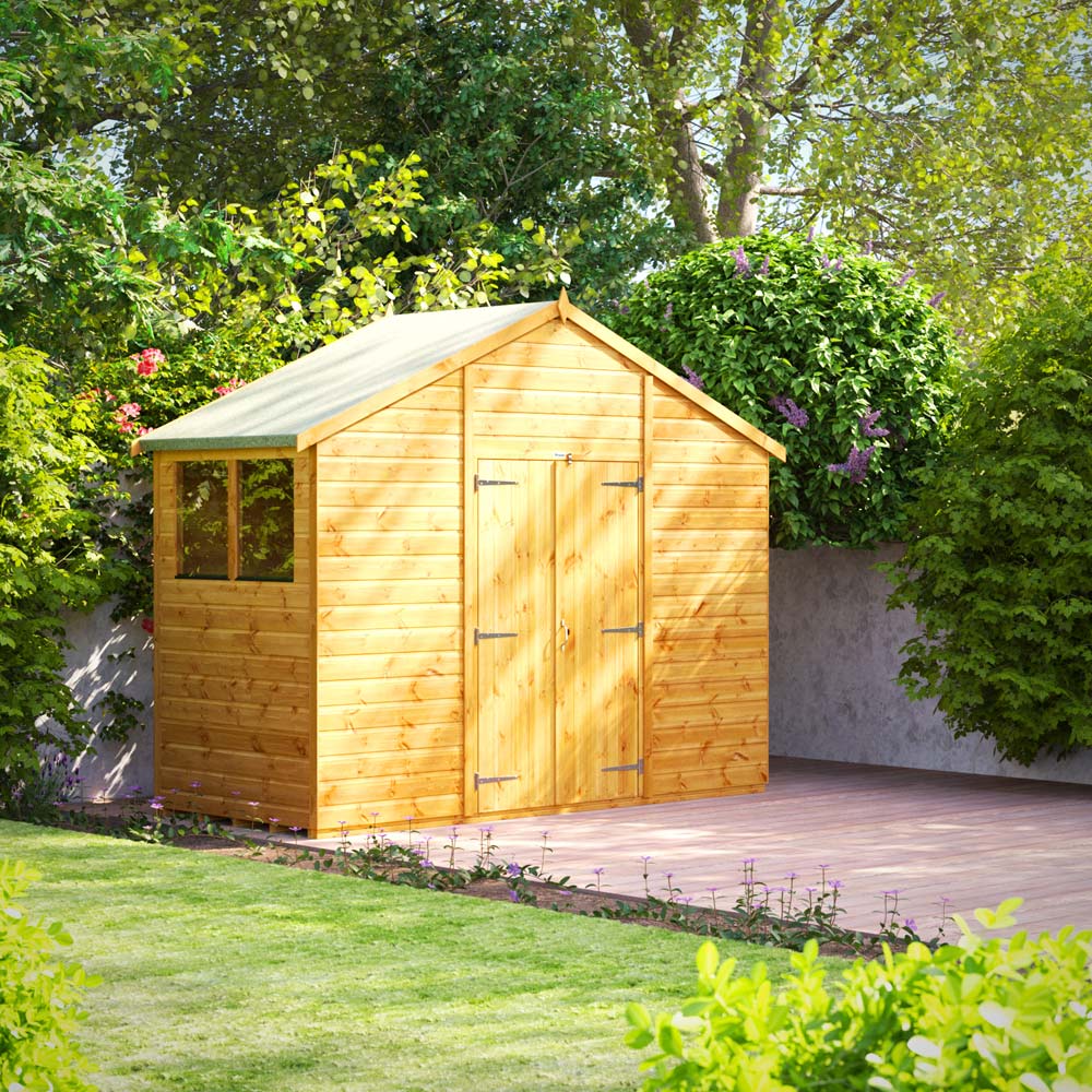 Power Sheds 4 x 10ft Double Door Apex Wooden Shed with Window Image 2