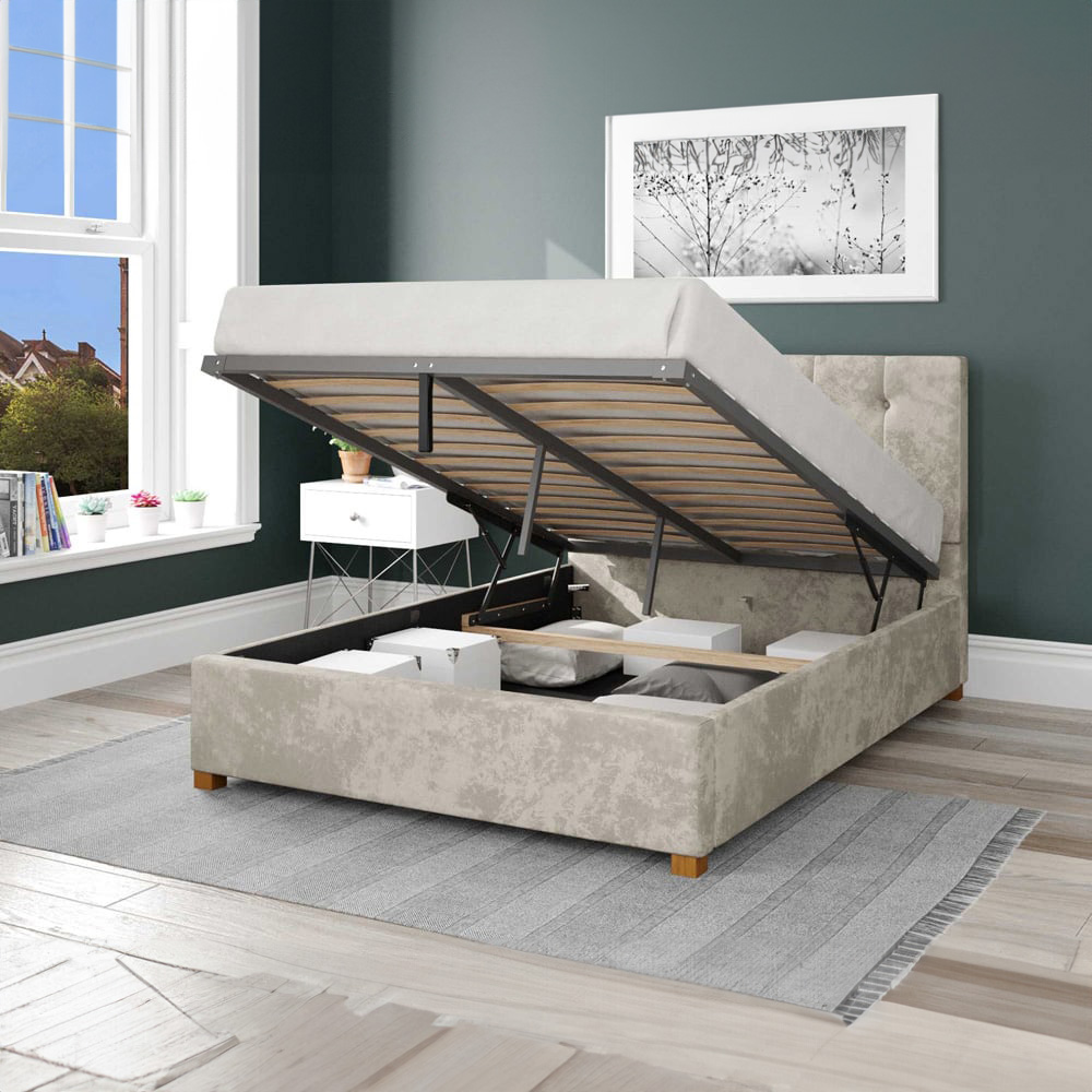 Aspire Hepburn Super King Pearl Mirazzi Velvet Ottoman Bed Image 2
