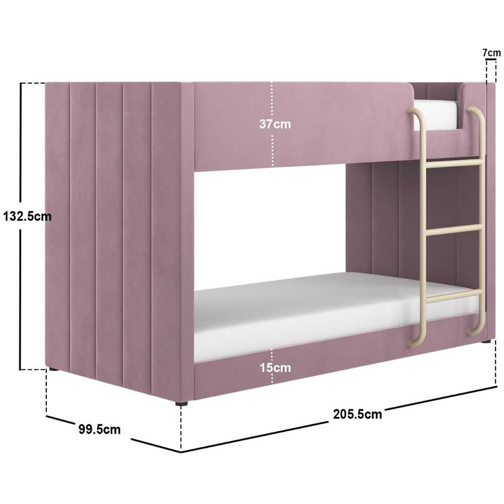 Flair Eden Pink Velvet Bunk Bed Image 6