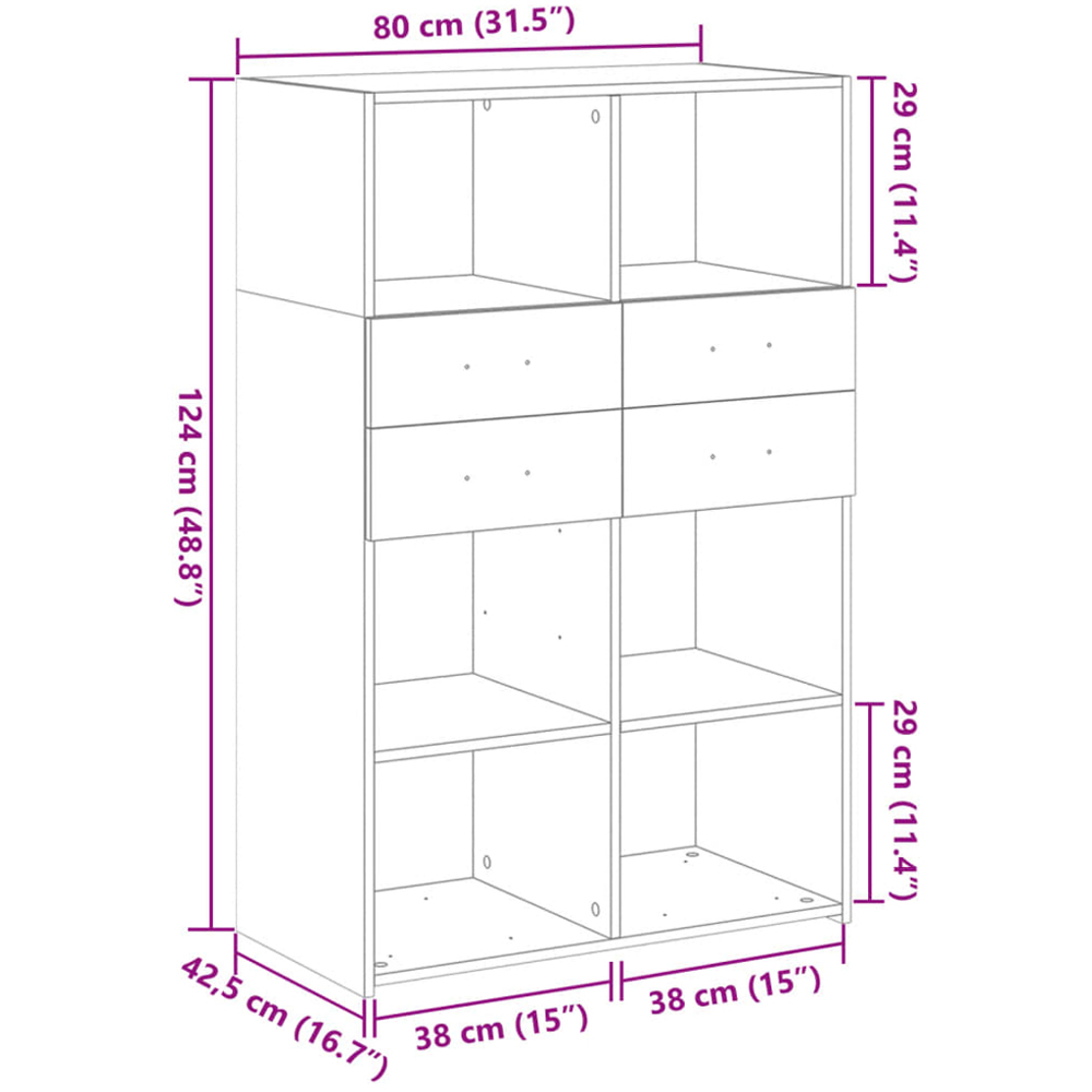 vidaXL 2 Drawer 6 Shelf Black Highboard Image 9