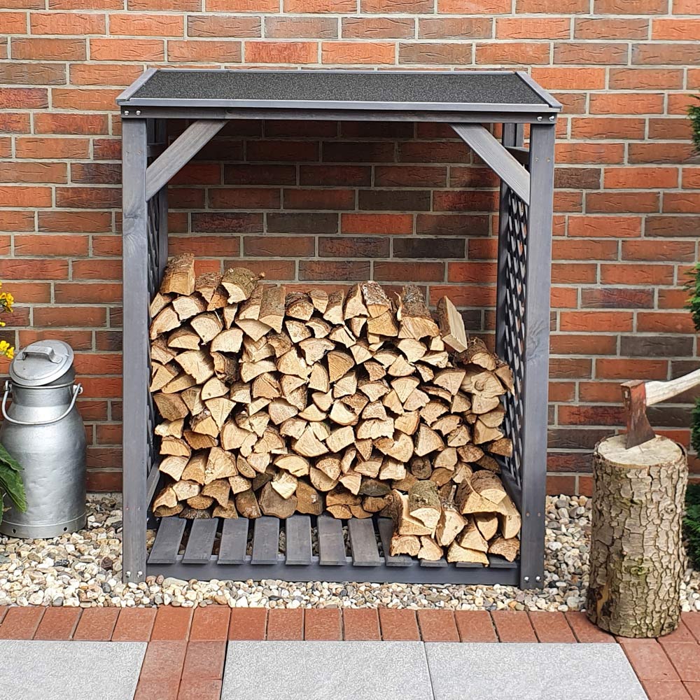 Promax Grey Modern Firewood Speyer Log Store Image 3