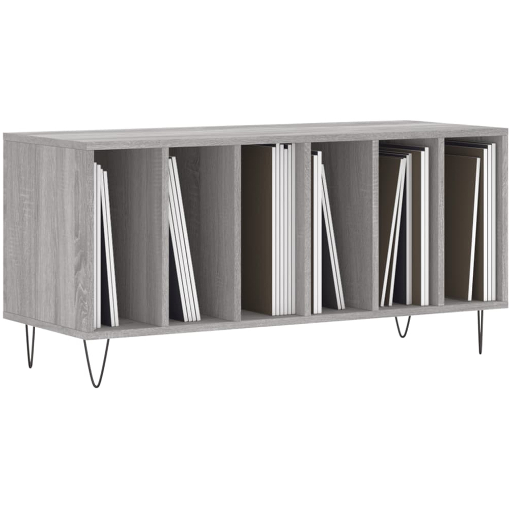 vidaXL 6 Shelf Grey Sonoma Record Cabinet Image 3