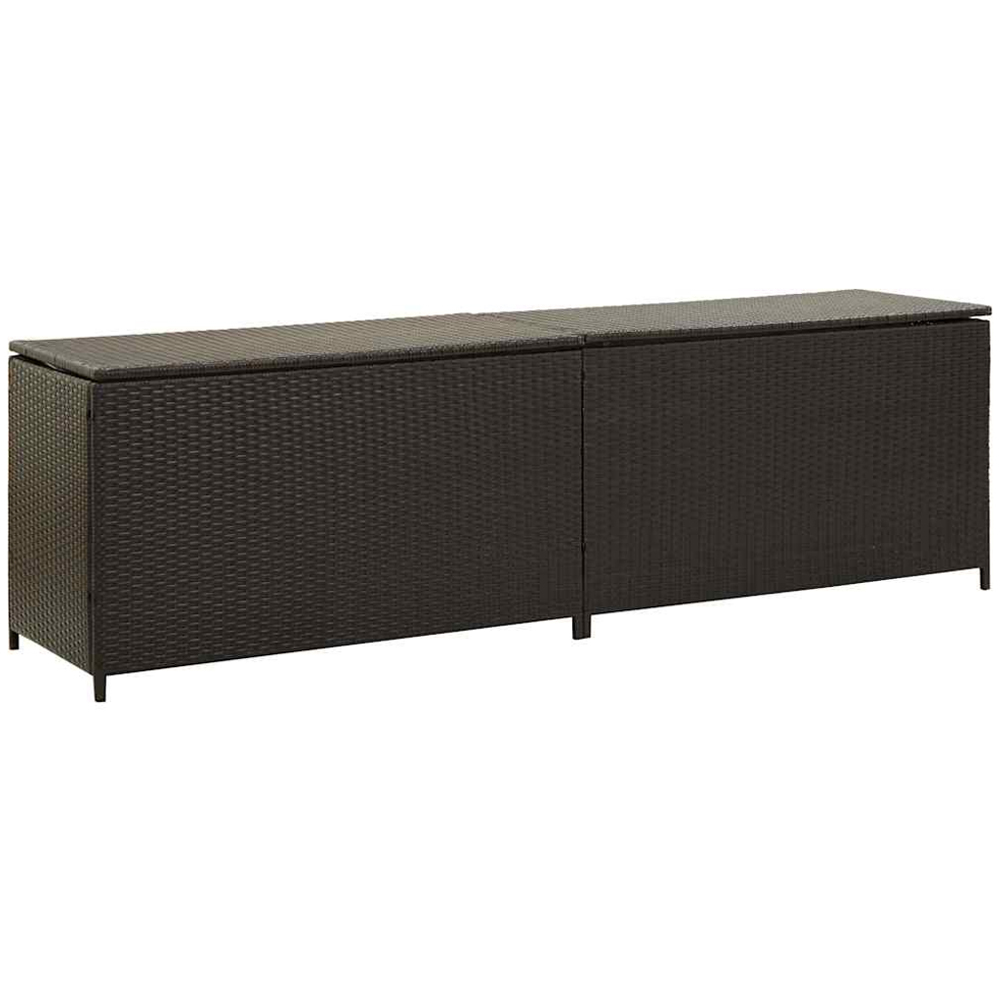 vidaXL 60 x 200 x 50cm Brown Poly Rattan Garden Storage Box Image 1