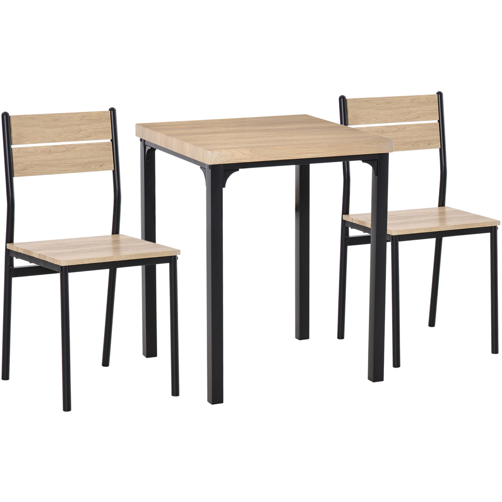 Portland 2 Seater Wooden Dining Set Black and Natural Image 2