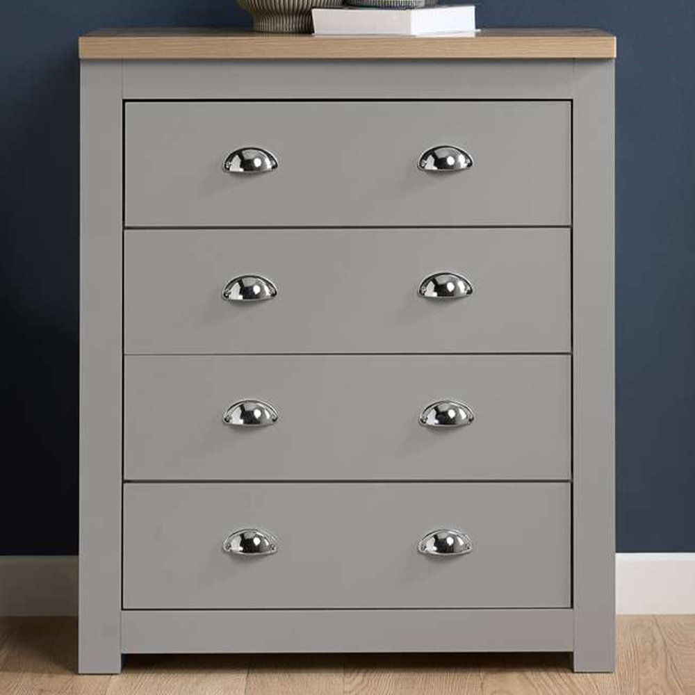 Highgate 4 Drawer Grey and Oak Chest of Drawers Image 1