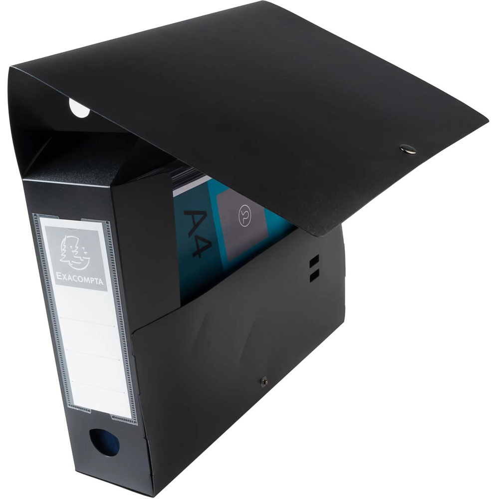 Exacompta A4 Black Polypropylene Stud File Box 100mm 10 Pack Image 2