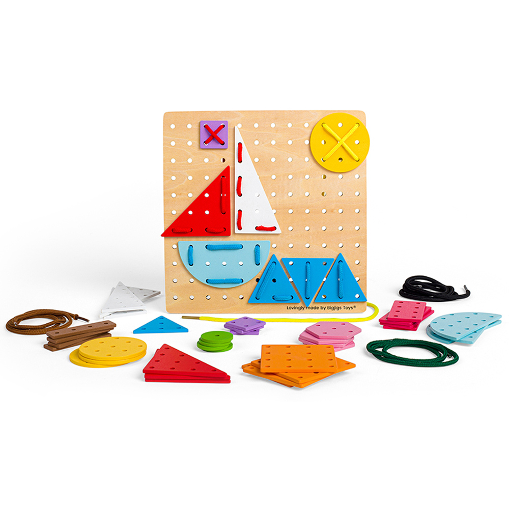 Bigjigs Toys Geometric Lace-A-Shape Game Image 1