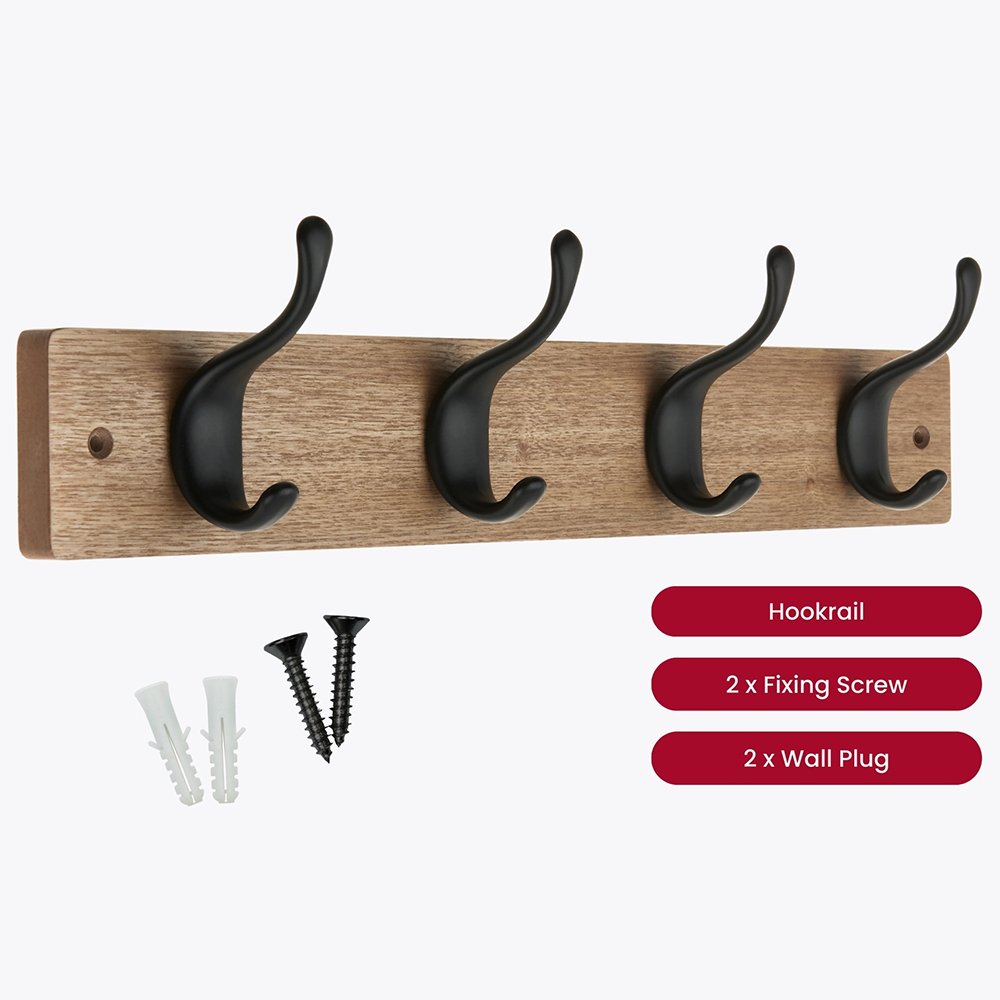 Headbourne Matte Black 4 Hook Coat Rail Image 3