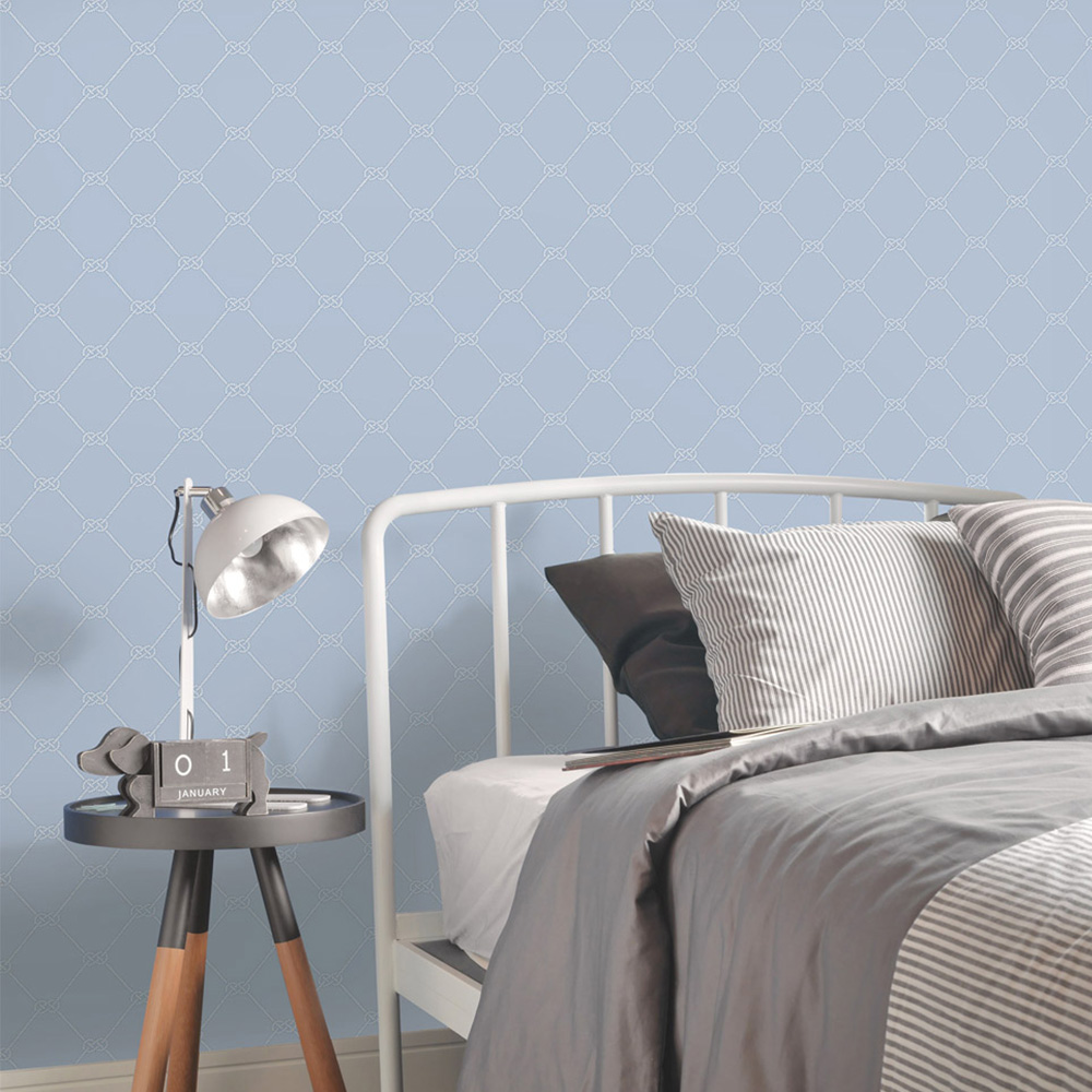 Galerie Deauville 2 Geometric Light Blue and White Wallpaper Image 2
