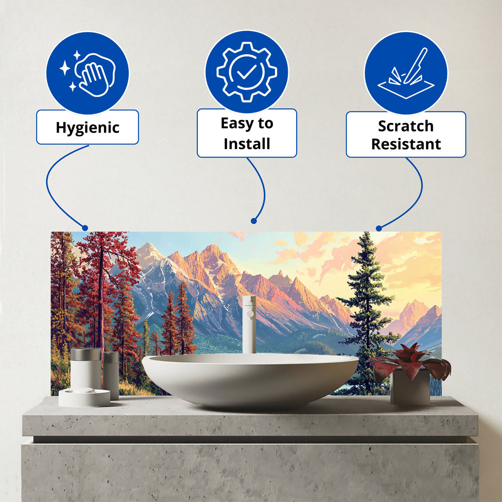 Warren Reed Designer A Walk Through the Mountains Bathroom Splashback 25 x 60cm Image 3