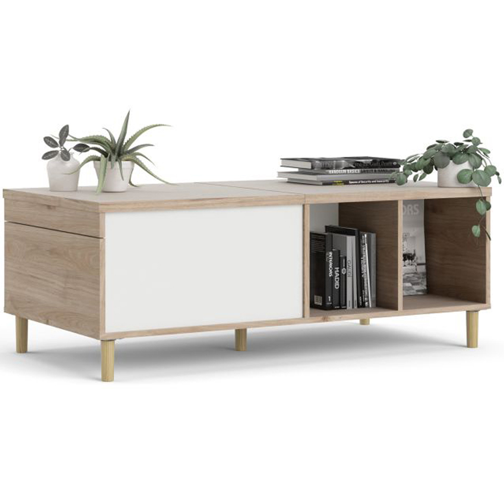 Florence Rome Jackson Hickory Oak and Matt White Coffee Table Image 6