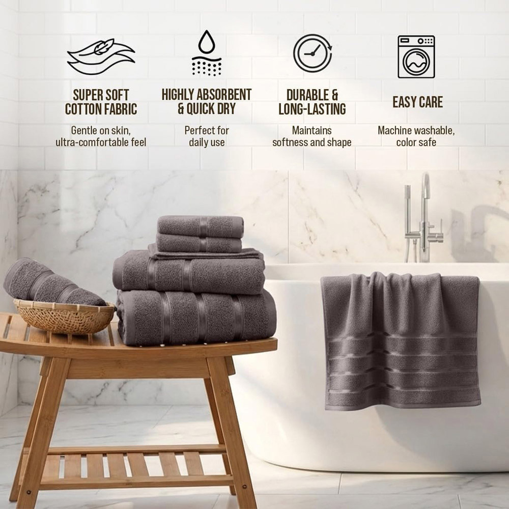 Smart Living Boston 8 Piece Grey Towel Bale Set Image 5