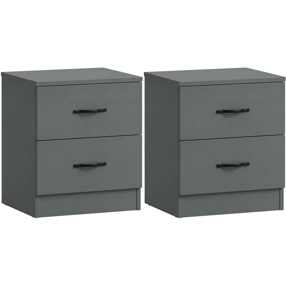 Vida Designs Riano 2 Drawer Green Melamine Finish Bedside Table Set of 2 Image 2
