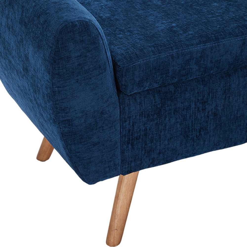 Living and Home Blue Chenille Upholstered Storage Bench Image 3