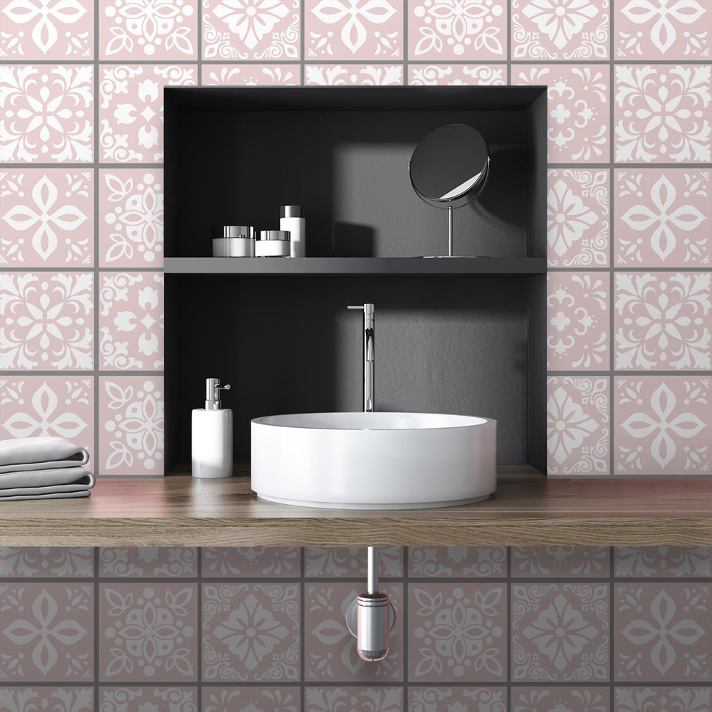 Walplus Sevilla Light Pink Spanish Tile Sticker 24 Pack Image 2